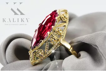 Кольцо Рубин 14-кв Желтое золото Винтаж стиль vrc005y